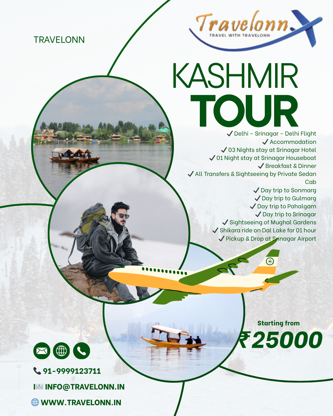 Green White and Blue Modern Kashmir Tour and Travel Agency Instagram Post